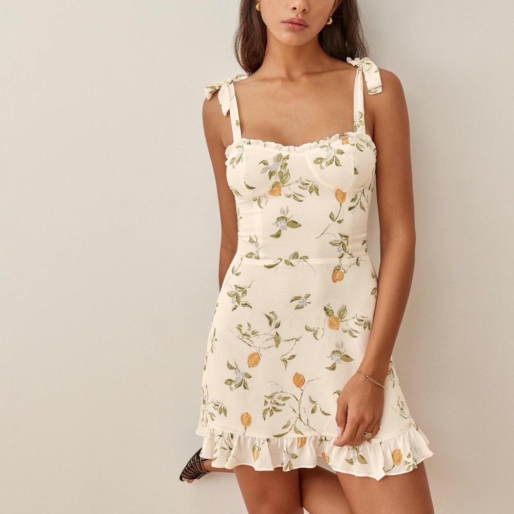 Reformation Christine Dress in Citron (size 4)